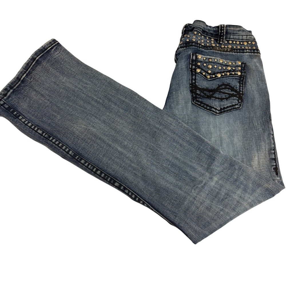 Cowgirl Tuff Co Studded Bootcut Blue Jeans Womens 30x31 Western Distressed